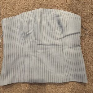 Striped Strapless (straps optional) Bustier Top in Light Blue and Black